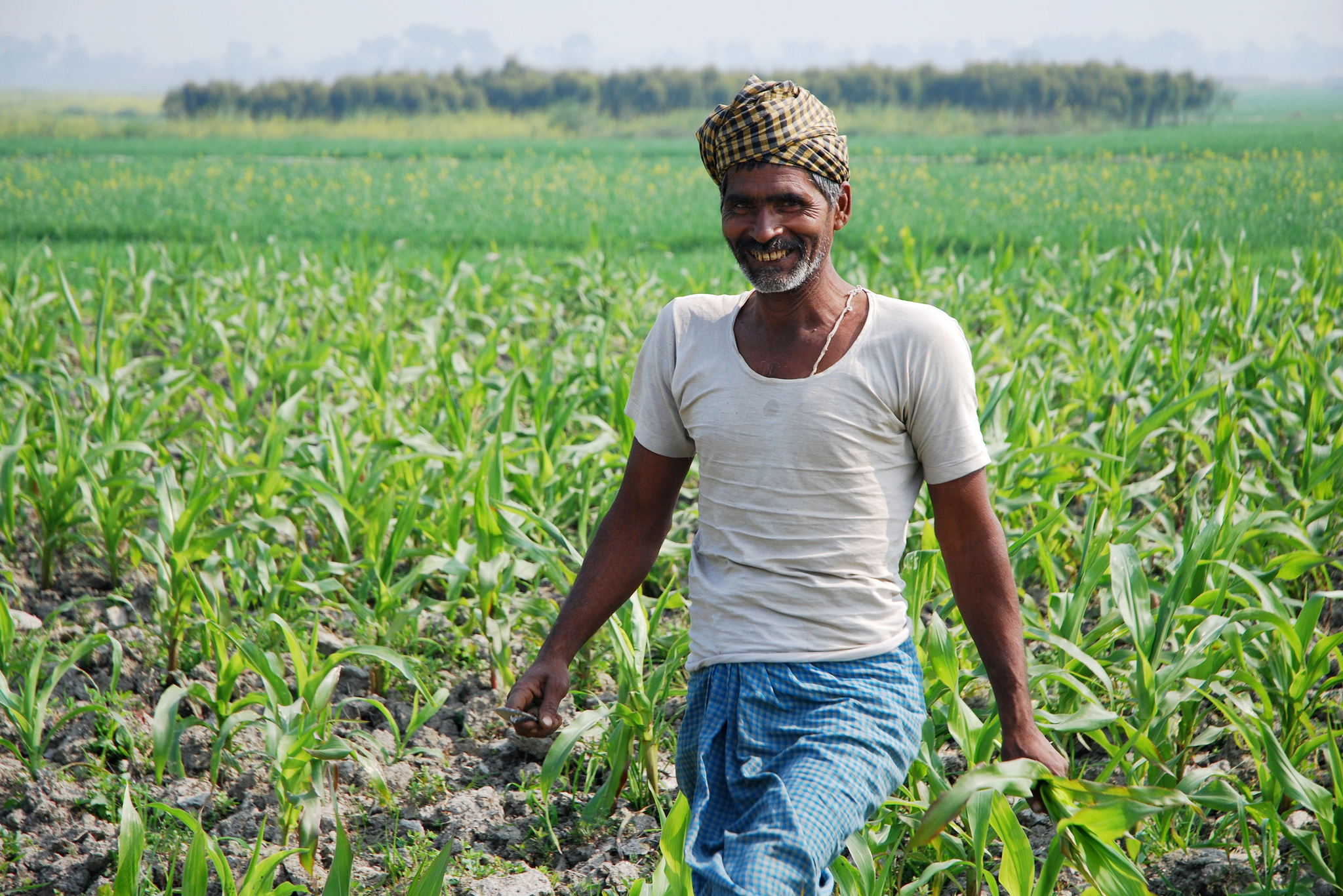 the happy farmer returning from work